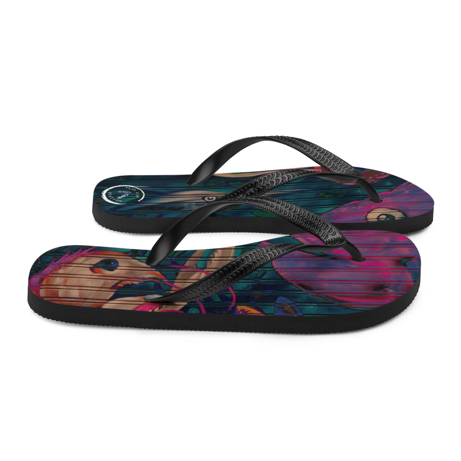 Fish Graffiti Flip-Flops