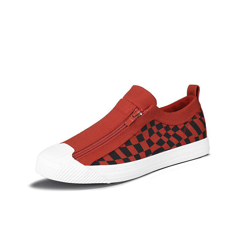 Canvas Shoes Buffalo Plaid Slip On Tennis Shoes The Zipper Men's