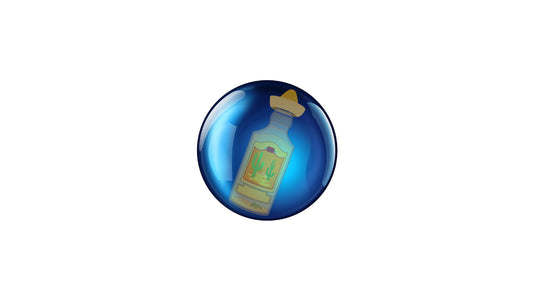 Tequila bottle in a blue bubble