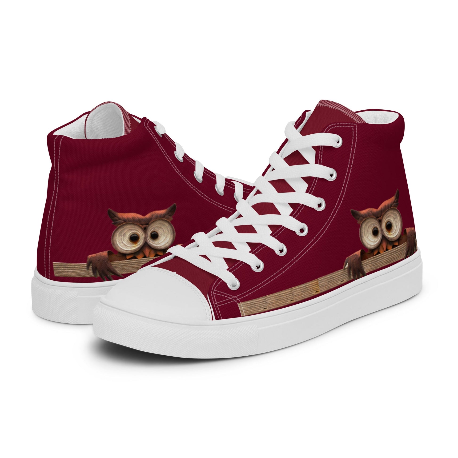 A Curious Owl high top canvas shoes