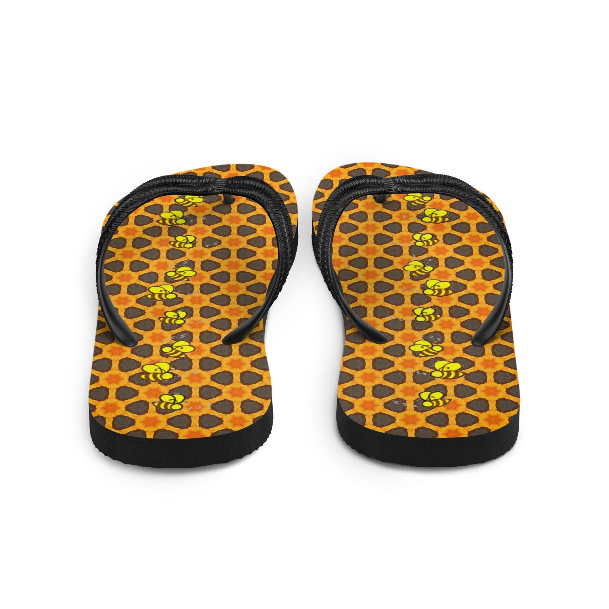 A swarm of queen bees on these designer Flip-Flops