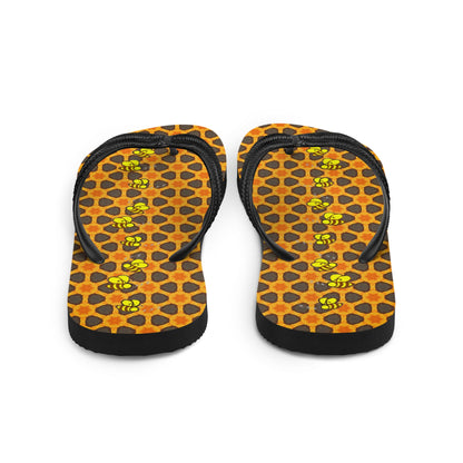 A swarm of queen bees on these designer Flip-Flops