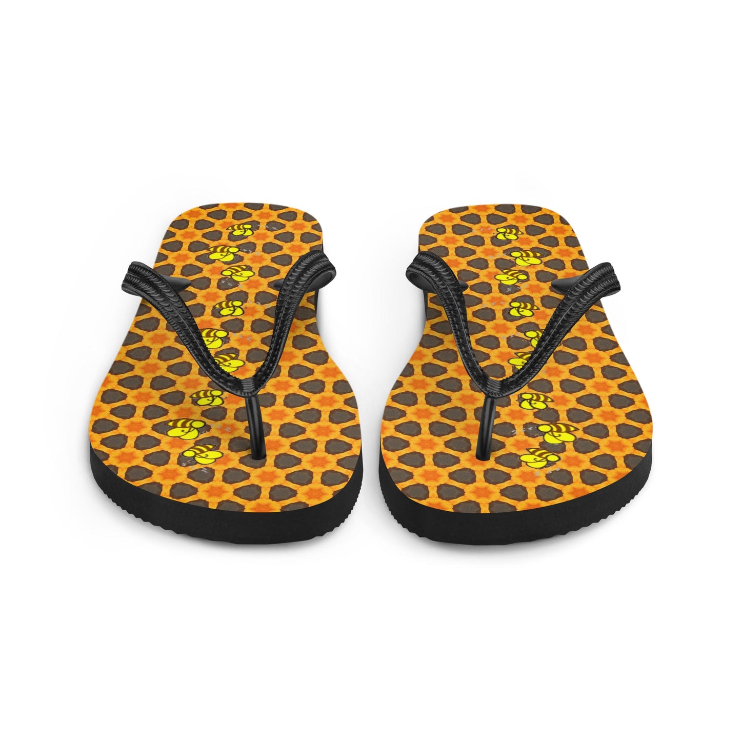 A swarm of queen bees on these designer Flip-Flops