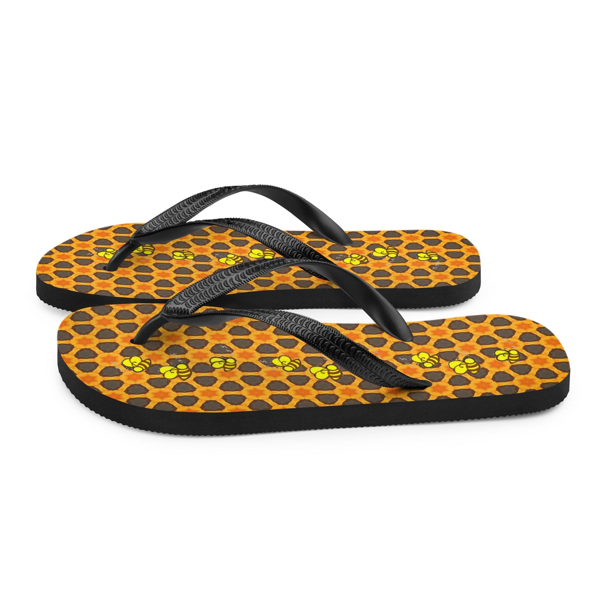 A swarm of queen bees on these designer Flip-Flops