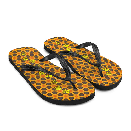 A swarm of queen bees on these designer Flip-Flops