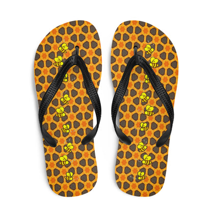 A swarm of queen bees on these designer Flip-Flops