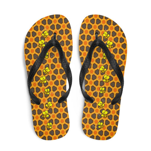 A swarm of queen bees on these designer Flip-Flops