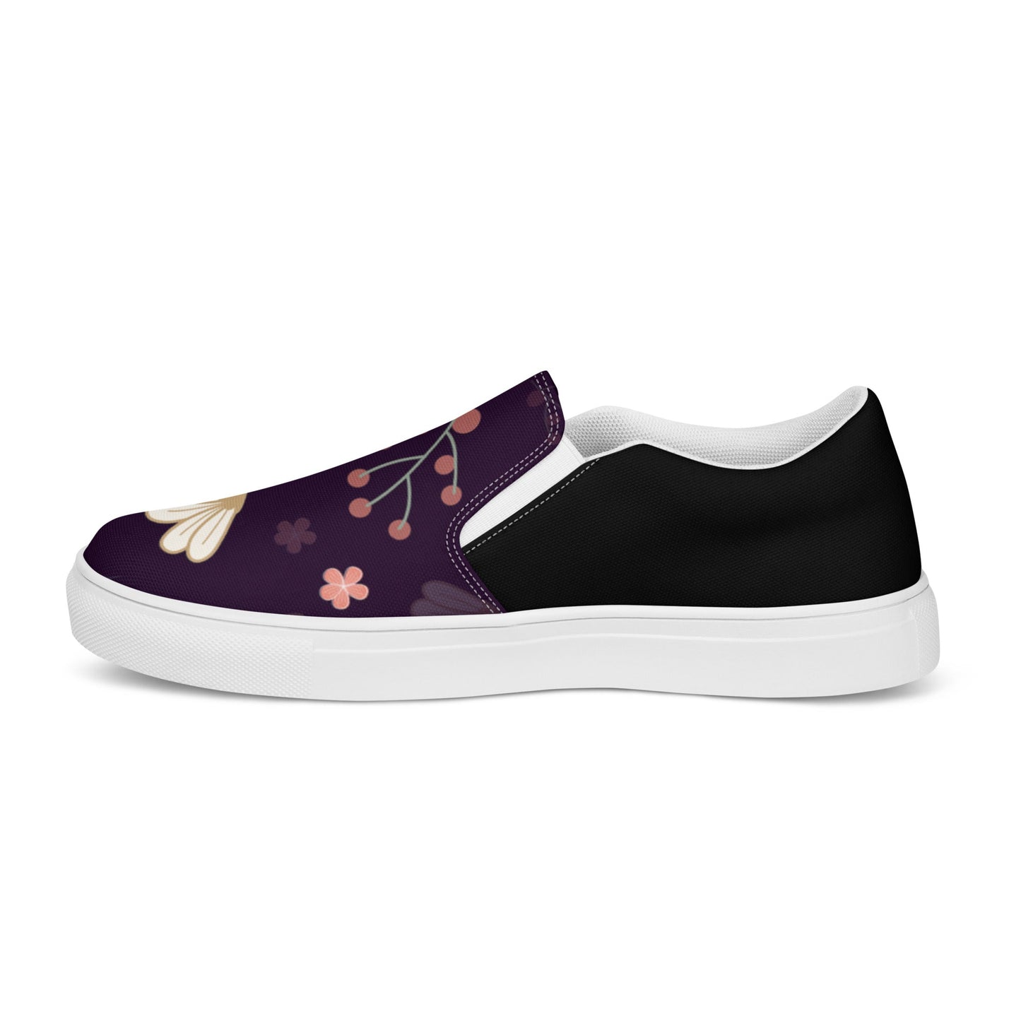 Black & Flower men's slip-on canvas shoes