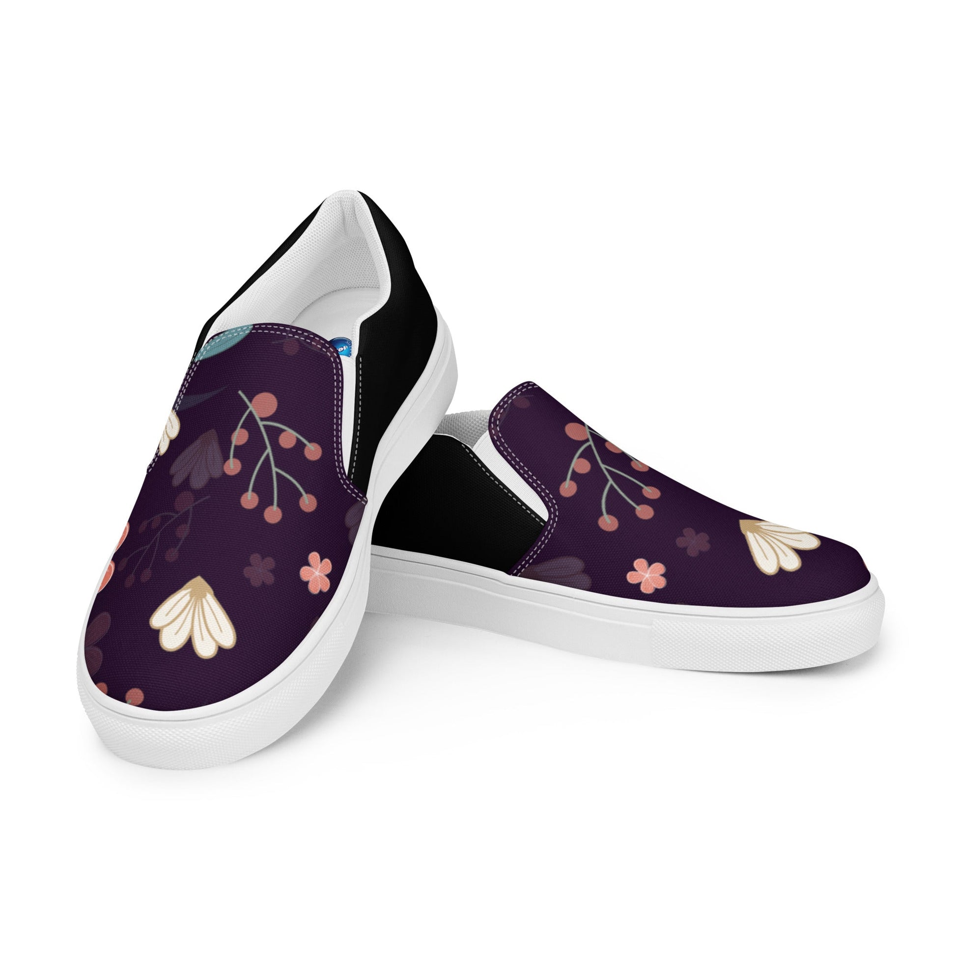 Black & Flower men's slip-on canvas shoes