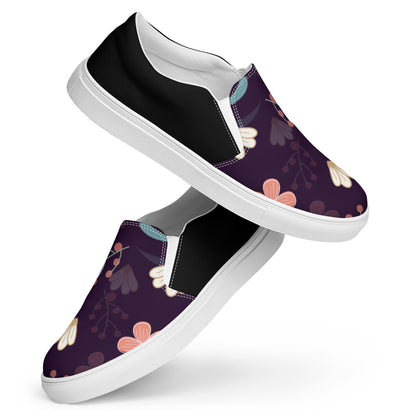 Black & Flower men's slip-on canvas shoes