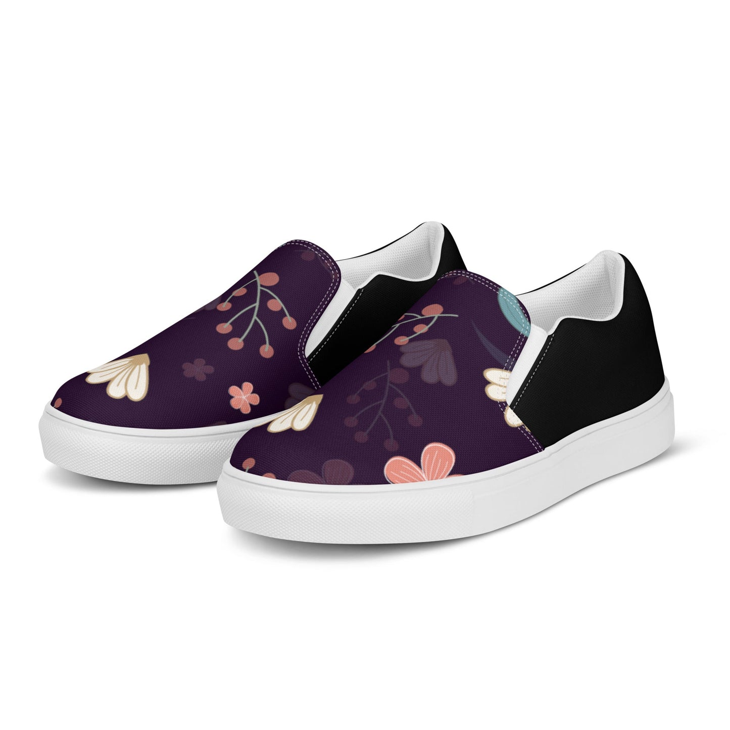 Black & Flower men's slip-on canvas shoes