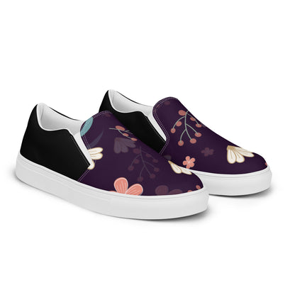 Black & Flower men's slip-on canvas shoes