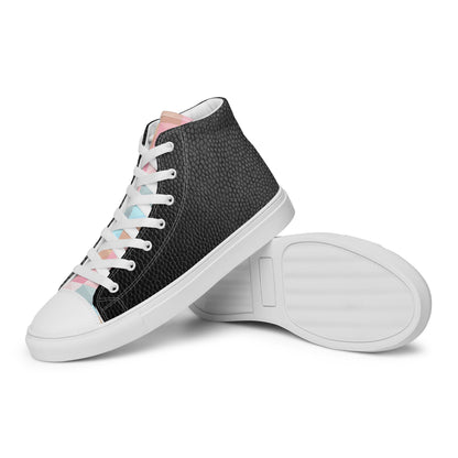 Black & Geo high top canvas shoes