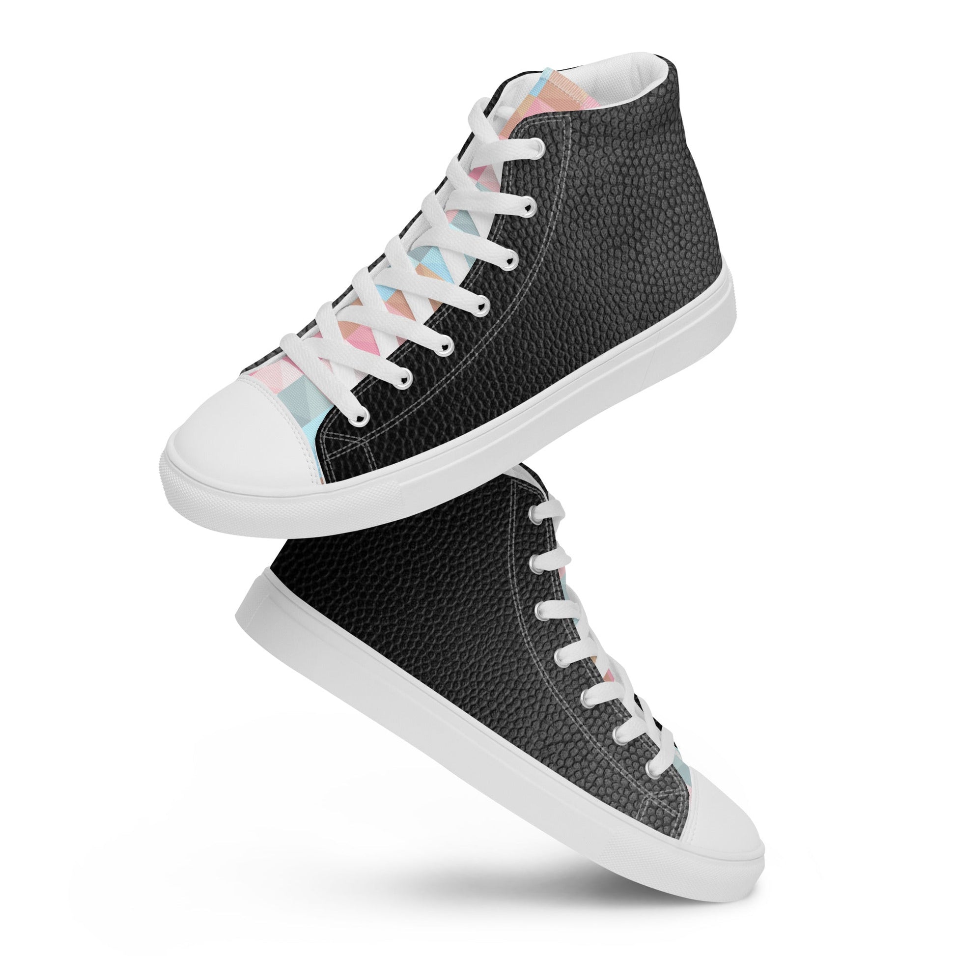 Black & Geo high top canvas shoes