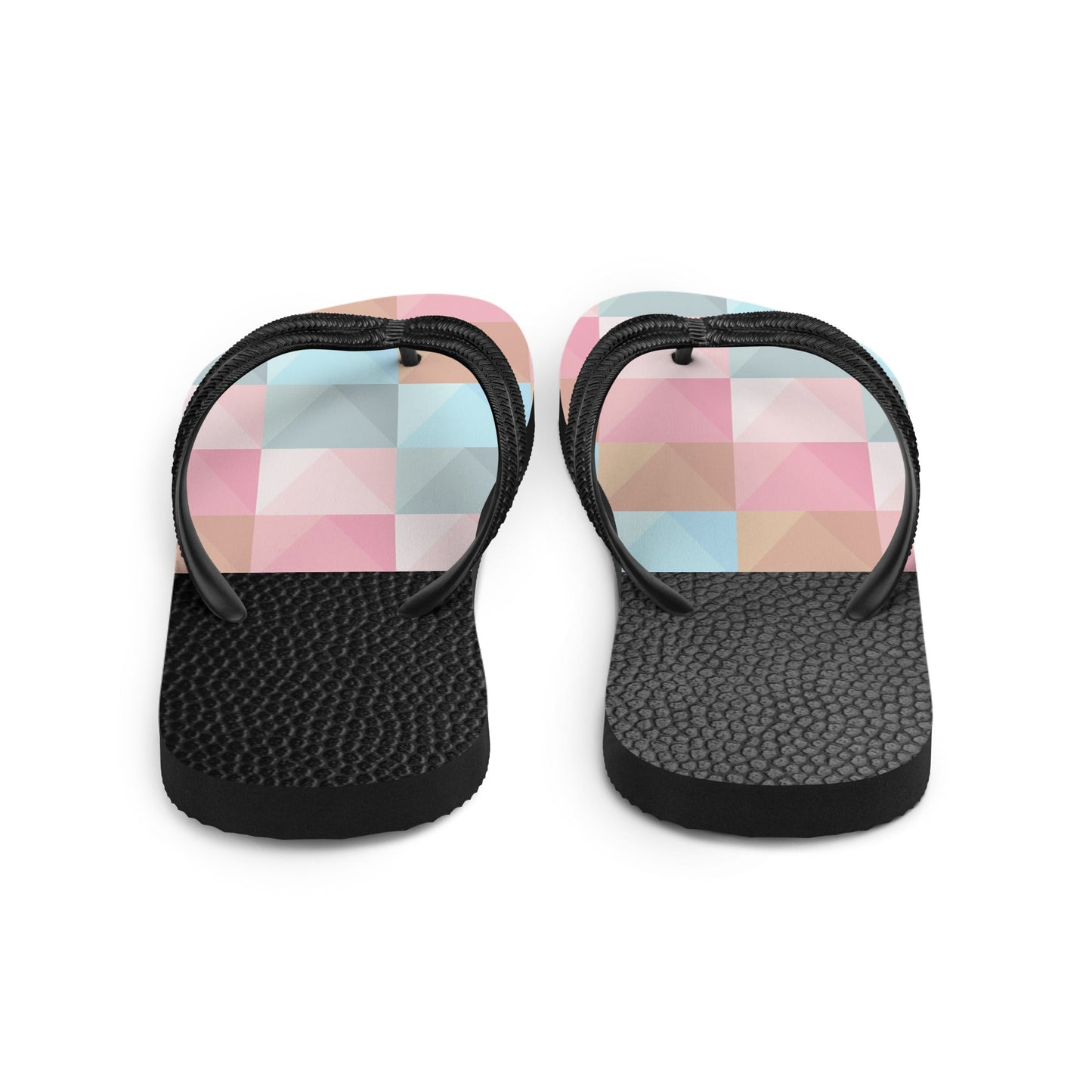 Black & Geometrical Pinks Flip Flops