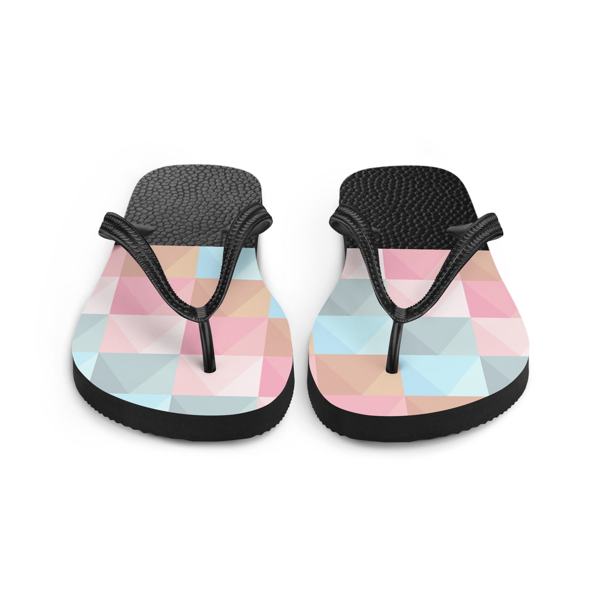 Black & Geometrical Pinks Flip Flops