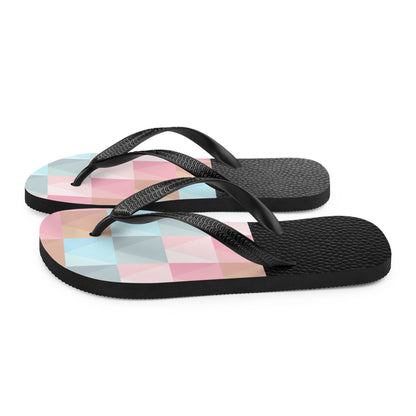 Black & Geometrical Pinks Flip Flops