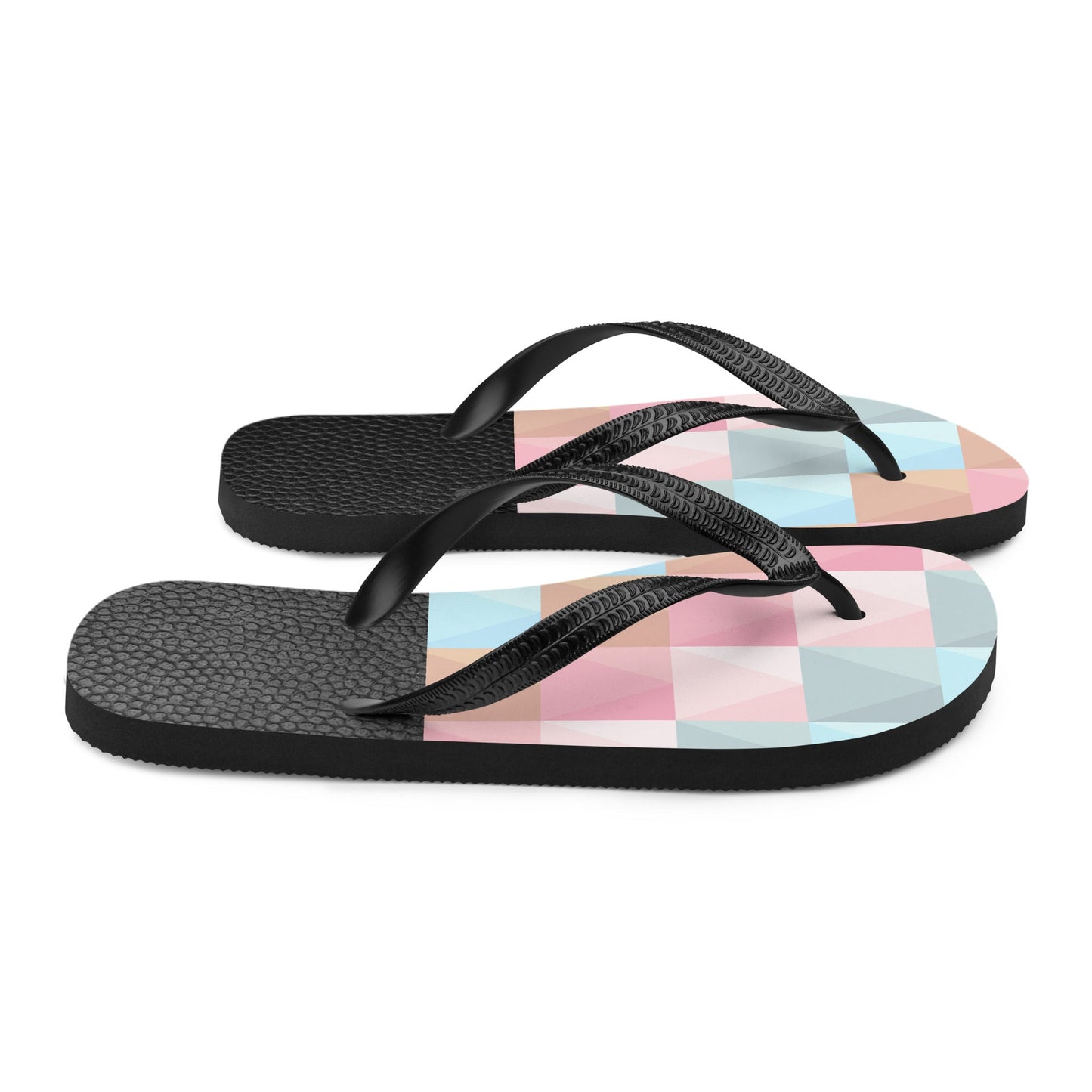 Black & Geometrical Pinks Flip Flops