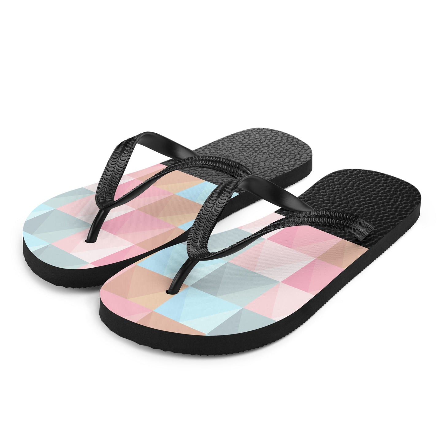 Black & Geometrical Pinks Flip Flops