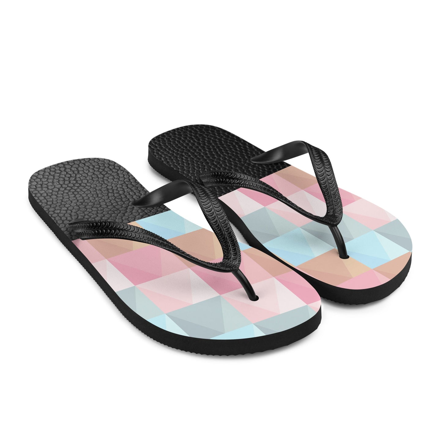 Black & Geometrical Pinks Flip Flops