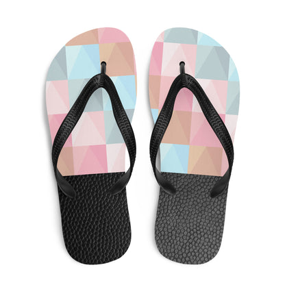 Black & Geometrical Pinks Flip Flops