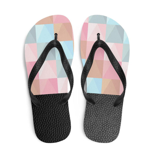 Black & Geometrical Pinks Flip Flops