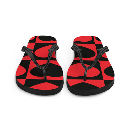 Black & Red Checker's Design with Valentine's Hearts flip-flops