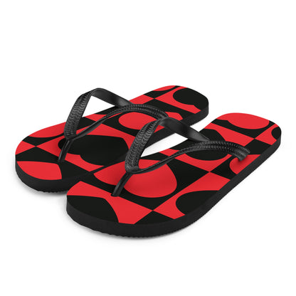 Black & Red Checker's Design with Valentine's Hearts flip-flops