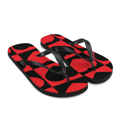 Black & Red Checker's Design with Valentine's Hearts flip-flops