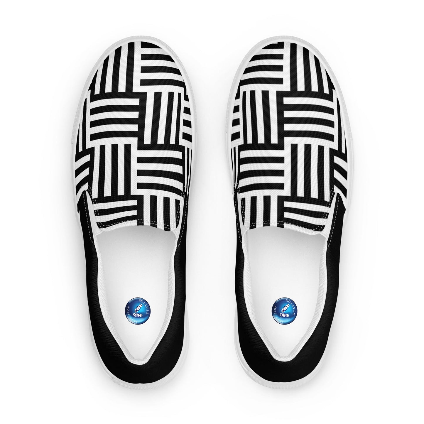 Black & White Basket men's slip-on canvas shoes