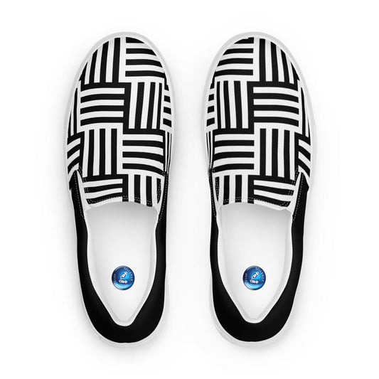 Black & White Basket men's slip-on canvas shoes