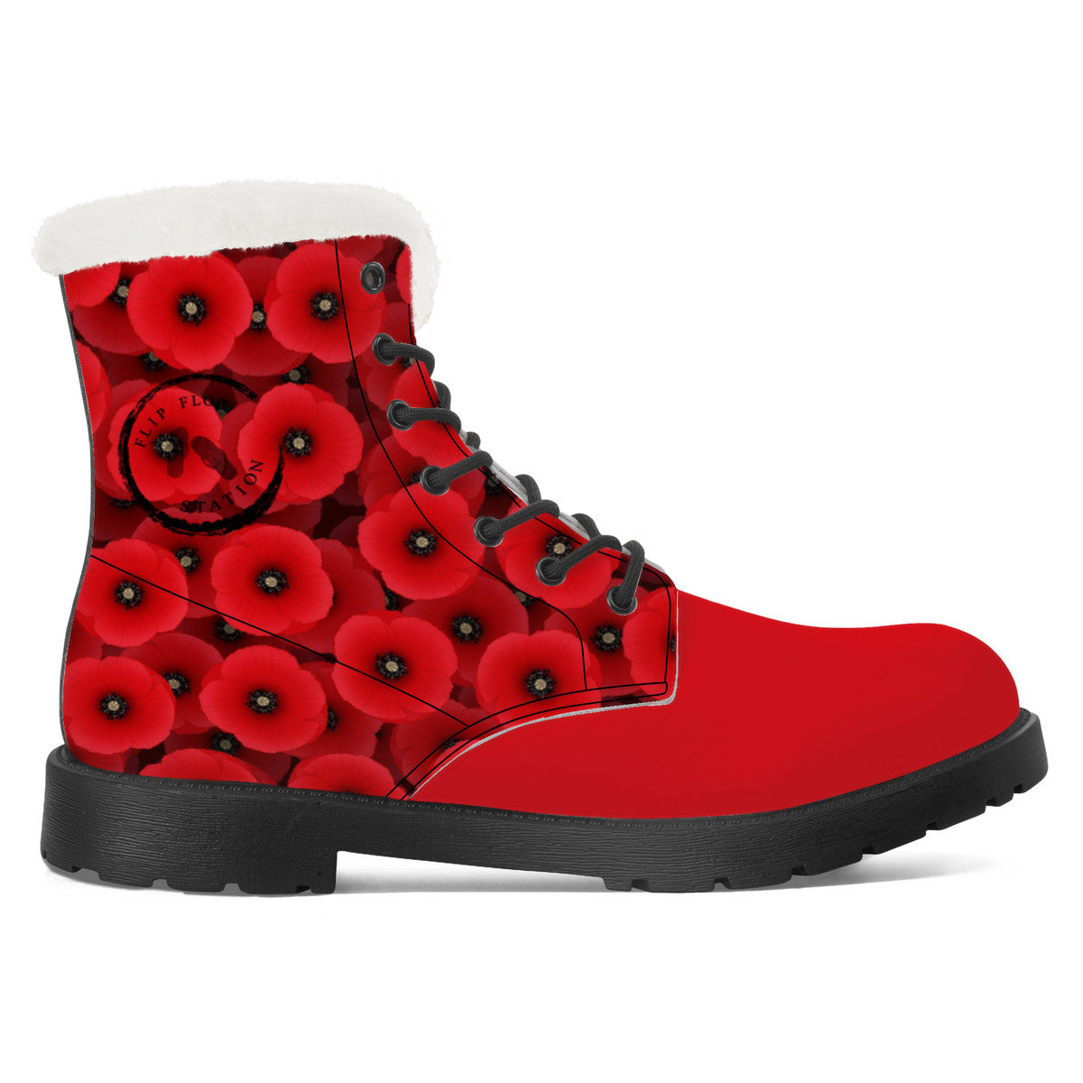 Blossoming Elegance - Women's Red High-Top Boots