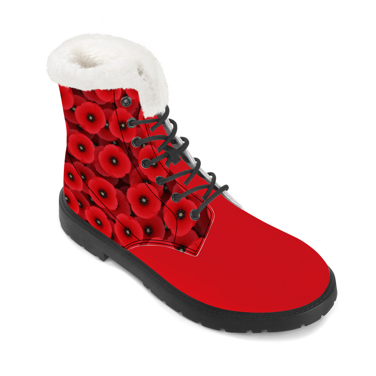 Blossoming Elegance - Women's Red High-Top Boots