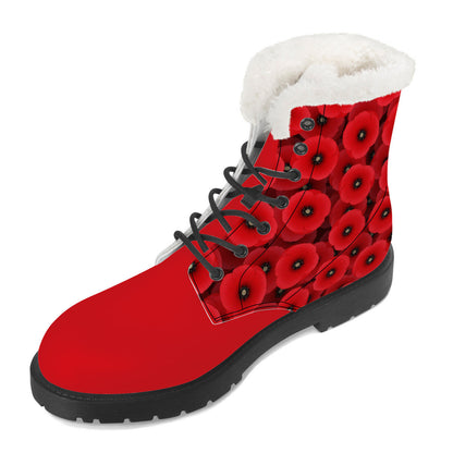 Blossoming Elegance - Women's Red High-Top Boots