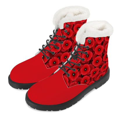 Blossoming Elegance - Women's Red High-Top Boots