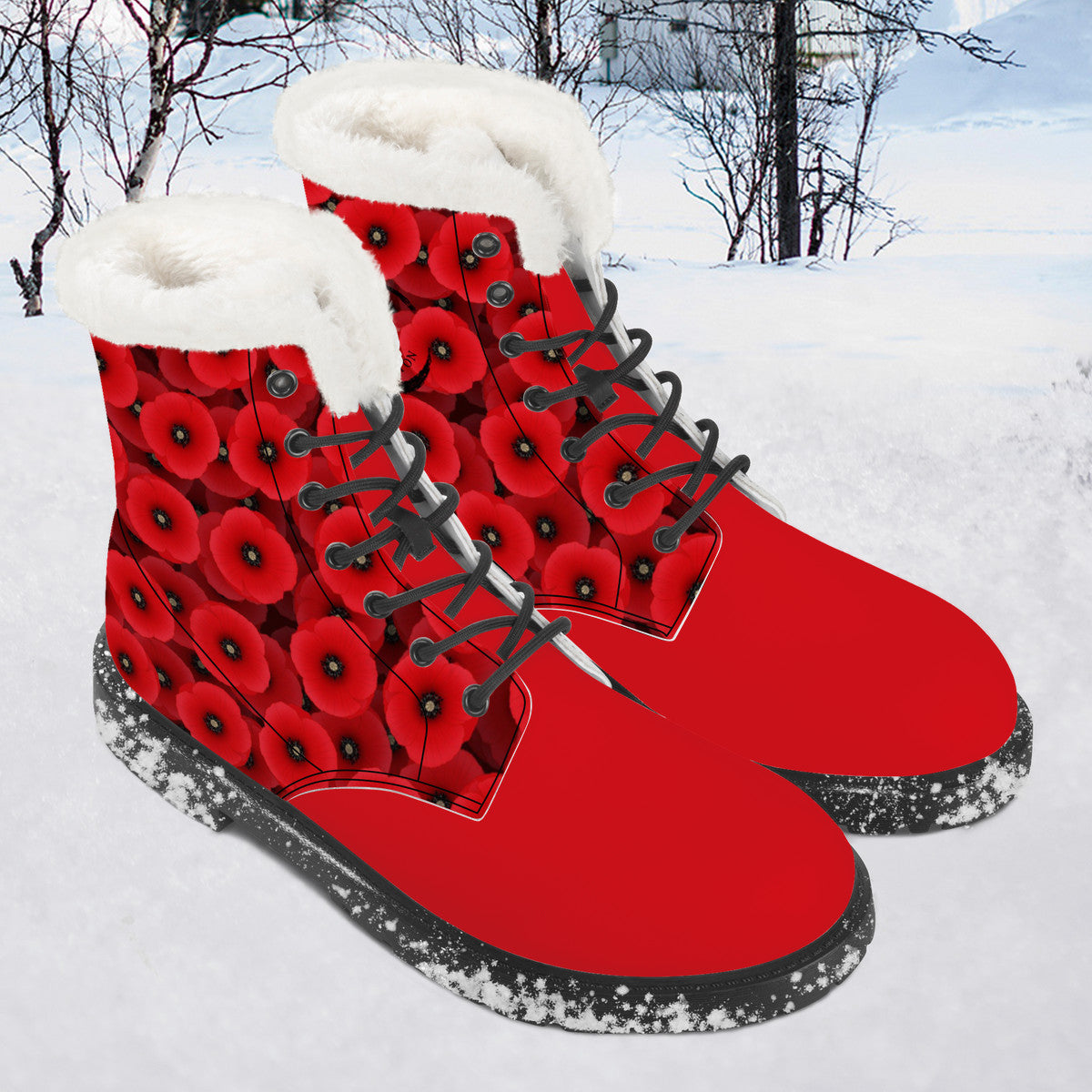 Blossoming Elegance - Women's Red High-Top Boots