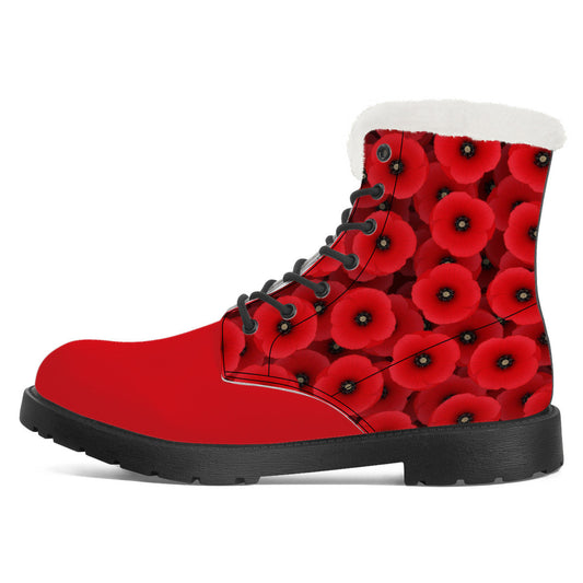 Blossoming Elegance - Women's Red High-Top Boots