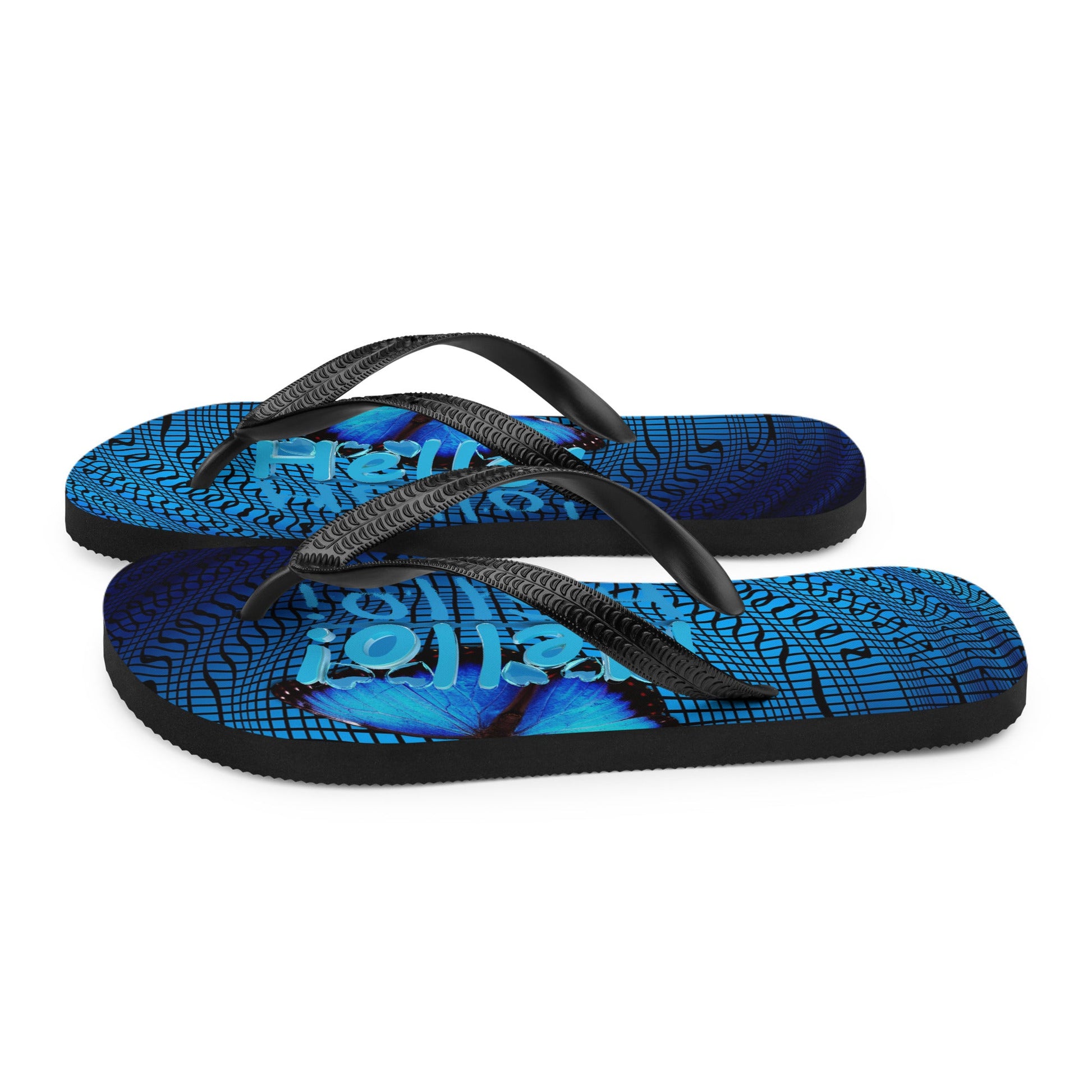 Blue Butterfly Flip-Flops