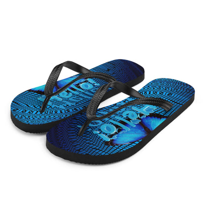 Blue Butterfly Flip-Flops