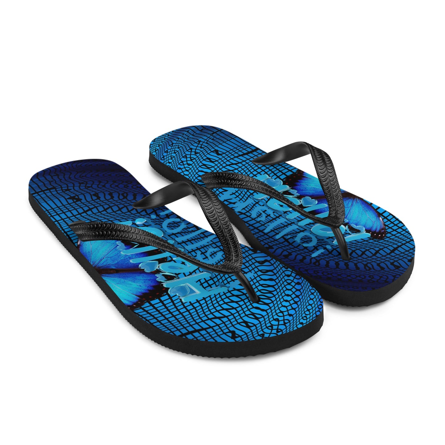 Blue Butterfly Flip-Flops