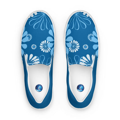 Blue Daisies men's slip-on canvas shoes