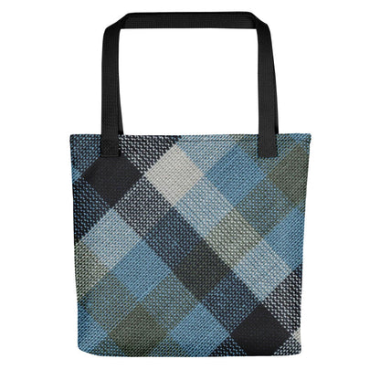 Blue Linen Plaid Tote bag