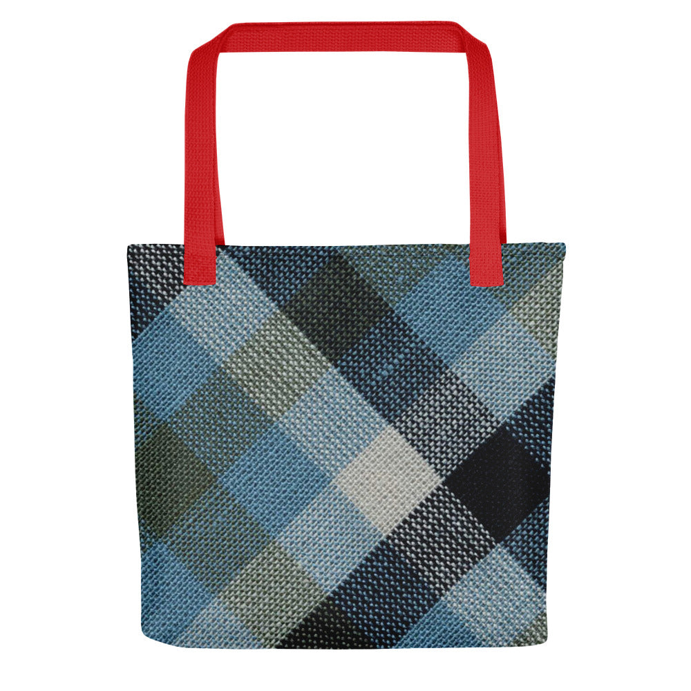 Blue Linen Plaid Tote bag