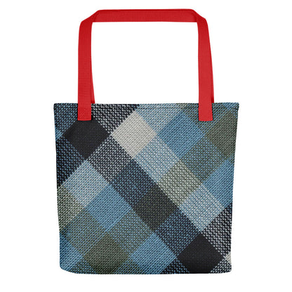 Blue Linen Plaid Tote bag