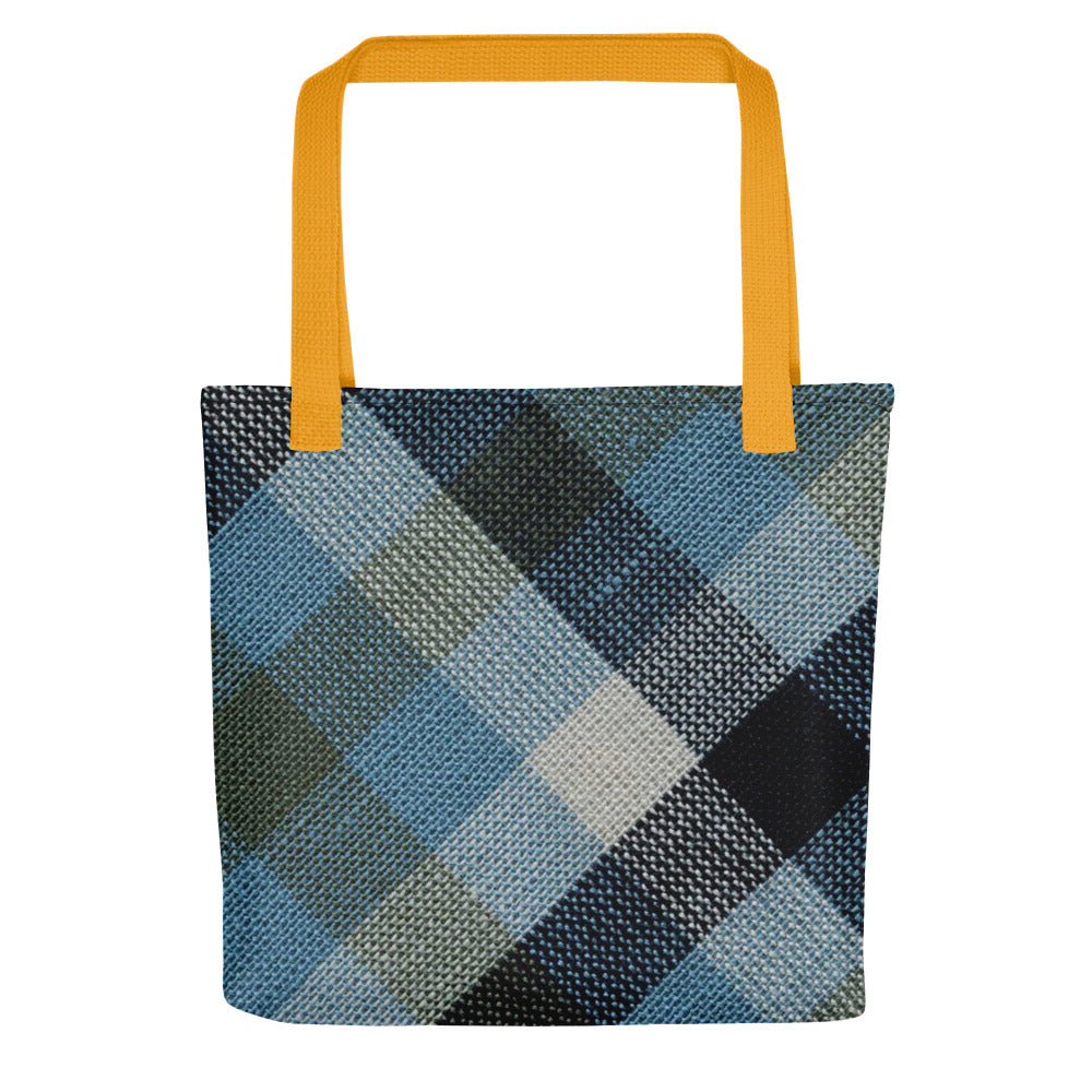 Blue Linen Plaid Tote bag