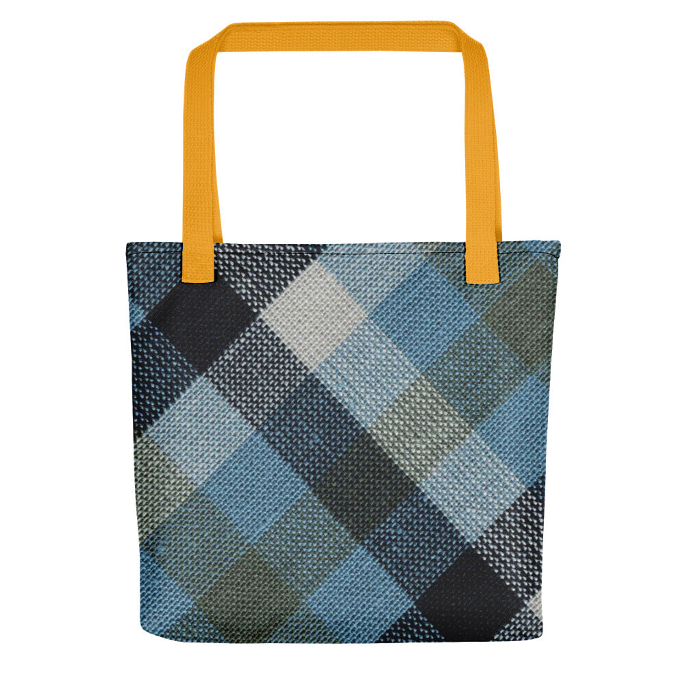 Blue Linen Plaid Tote bag