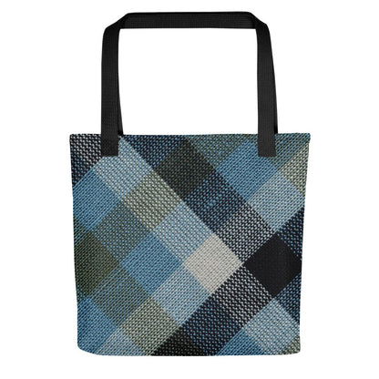 Blue Linen Plaid Tote bag