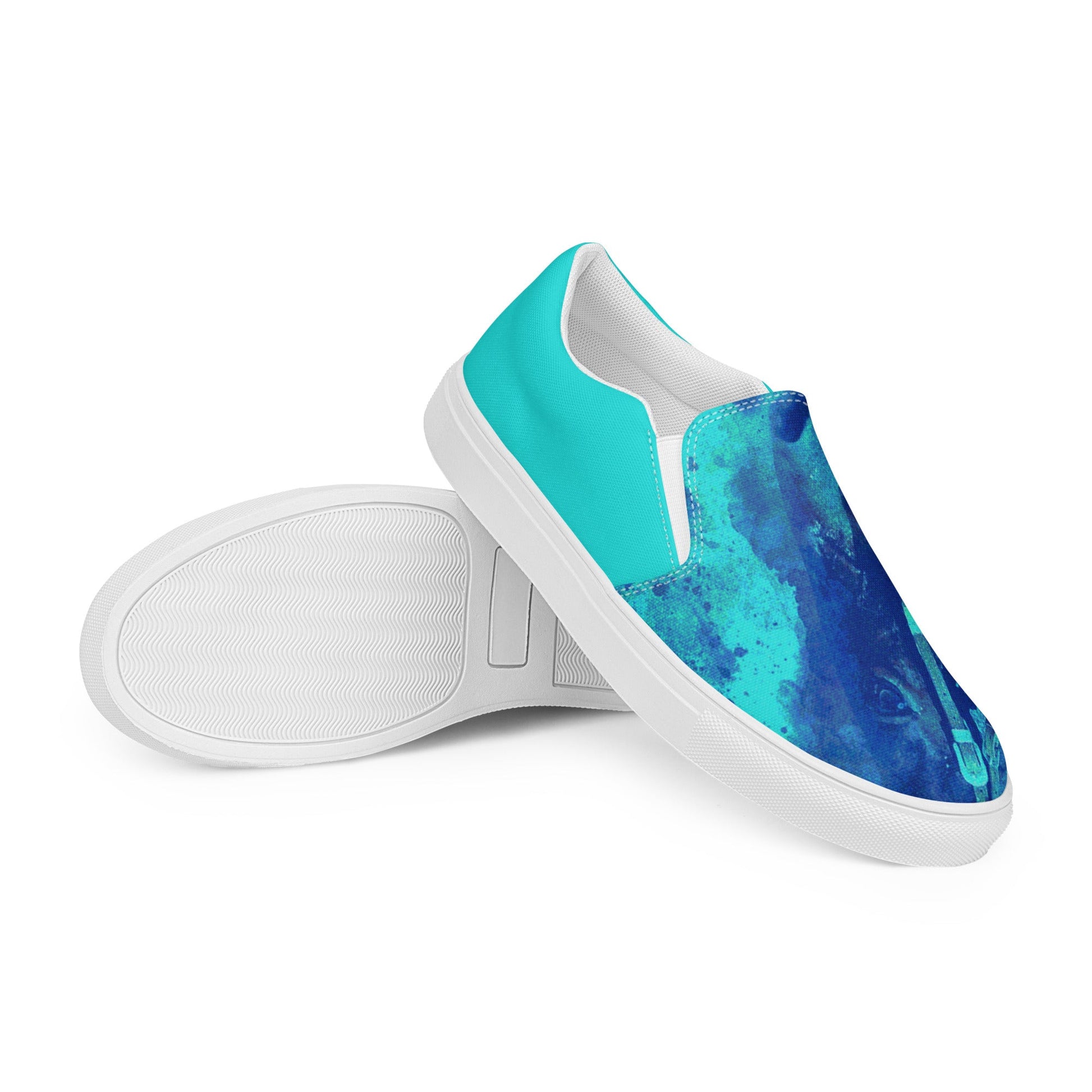 Blue horses Men’s slip-on canvas shoes