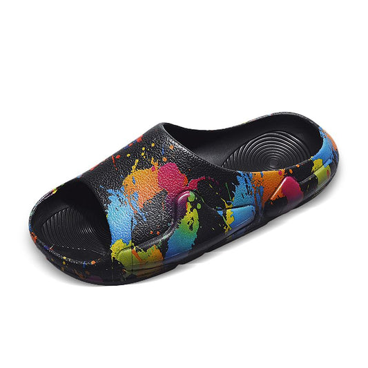Color Splattered Slider Sandals