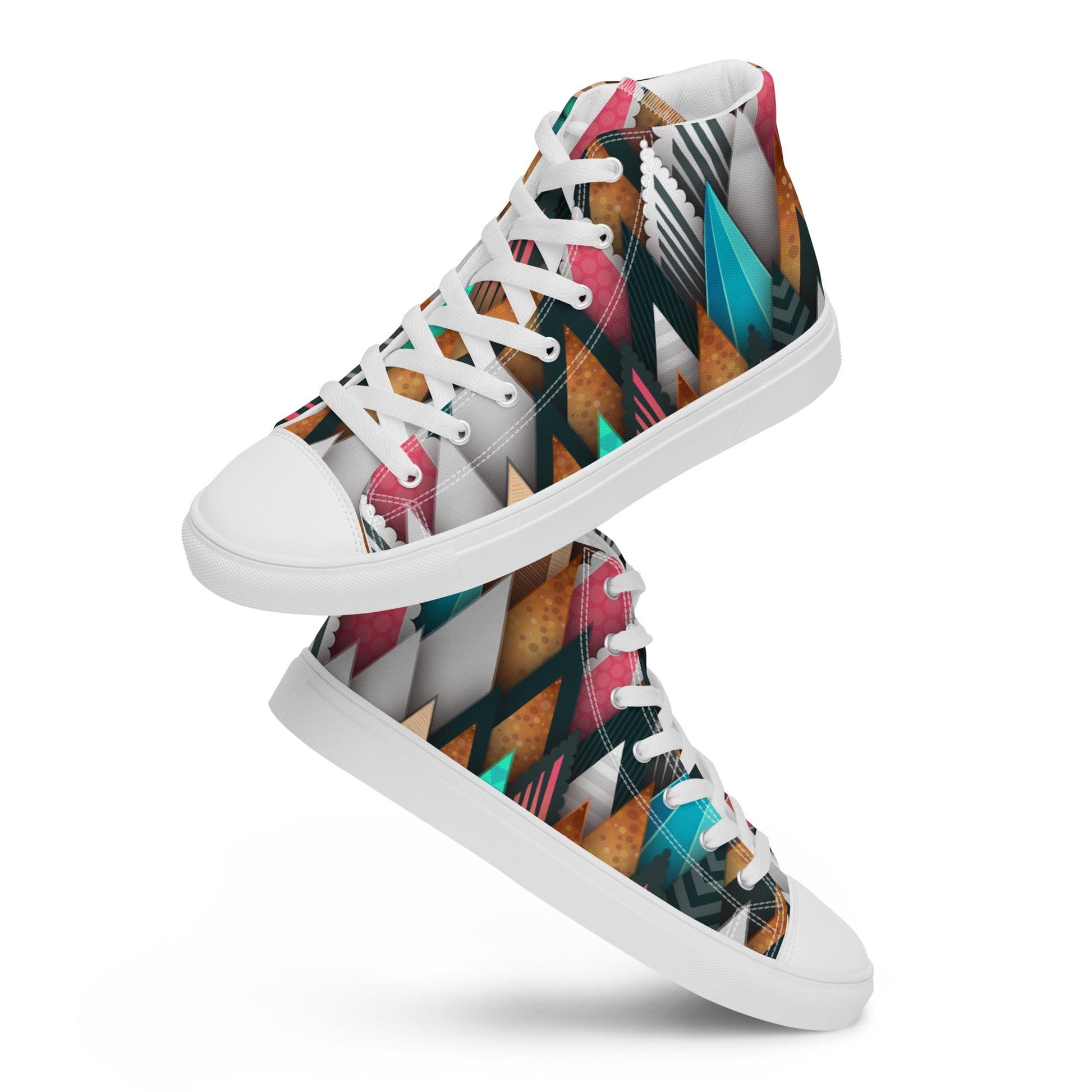 Colorful Pines - Women’s high top canvas shoes